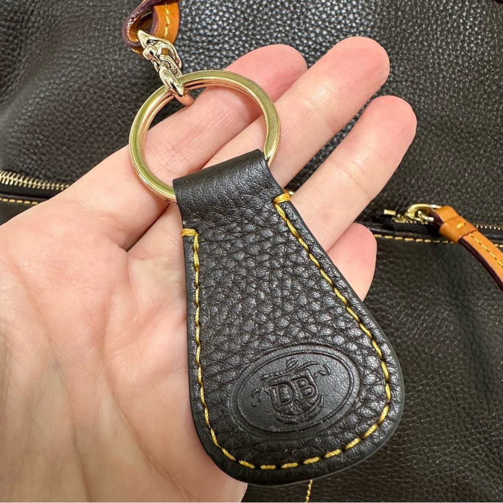 Dooney & Bourke Pebbled Grain Leather Shopper Tote Brown With Tan Trim - Picture 12 of 12